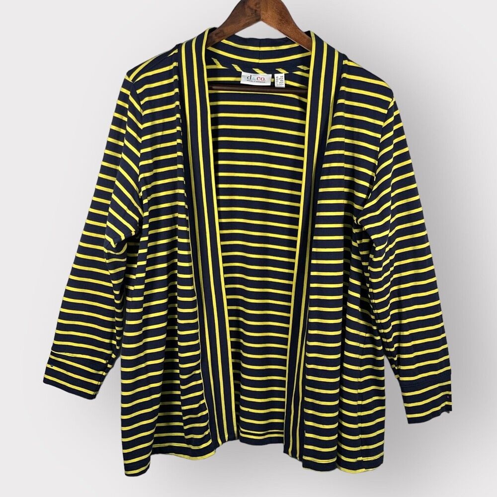 D.‎ & Co. Essentials Open Front Cardigan Women 1XP Striped Jersey A376912 Z87